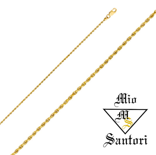 14k Hollow Diamond Cut Rope Chain