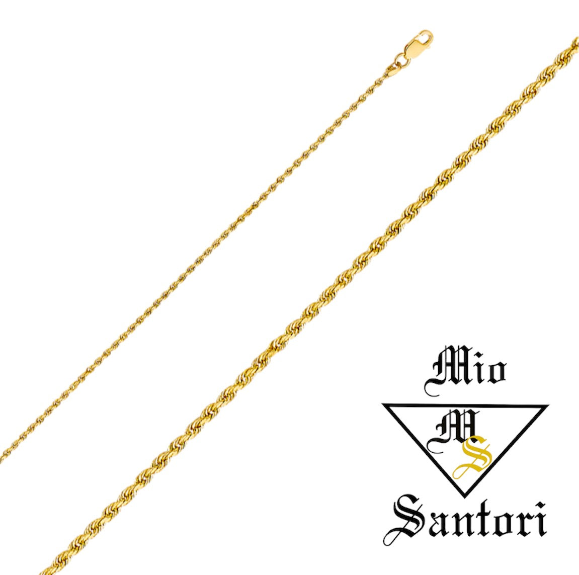 14k Hollow Diamond Cut Rope Chain