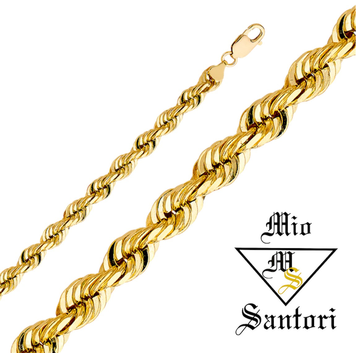 14k Hollow Diamond Cut Rope Chain